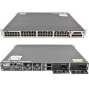 Cisco Catalyst WS-C3750X-48P-E 48-Port stackable PoE+ GE Switch + Network Module C3KX-NM-1G 2x PSU