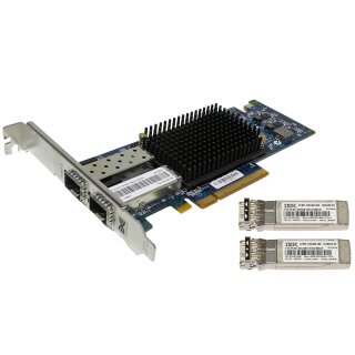 EMULEX IBM OCE11102 Dual-Port 10GbE FC SFP+ PCIe x8 Virtual  Adapter FP 49Y7942 + 2x GBIC