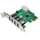 Texas Instruments USB7340 4-Port USB 3.0 PCIe x1 Interface Card + Power Kabel