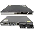 Cisco Catalyst WS-C3750X-24P-S 24-Port Stackable PoE GE Switch +Network Module C3KX-NM-10G 2x PSU 1100W