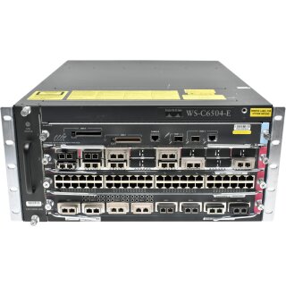 Cisco Catalyst WS-C6504-E 68-2476-01 +Modules WS-SUP720-3B WS-X6716-10GE WS-X6748-GE-TX WS-X6708-10GE 2xPSU 18x 10G GBIC Rack Ears