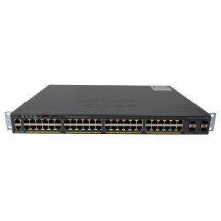 Cisco WS-C2960X-48FPS-L 48-Port PoE+ RJ-45 GE Switch 4x SFP +Rack Ears